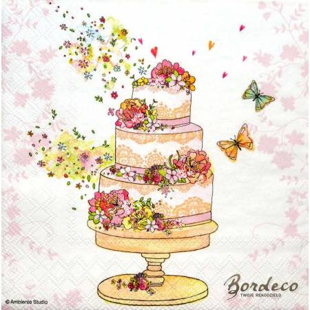 Serwetka do decoupage AMBIENTE tort weselny 33x33